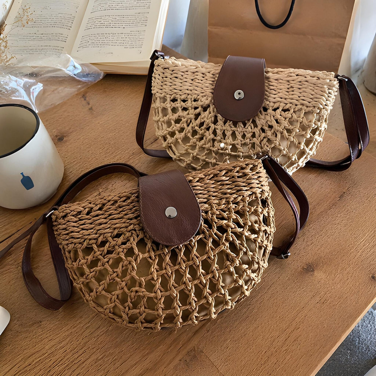 Summer Straw Shoulder Bag, Lightweight Woven Crossbody Purse, Casual Beach Bag Women, SheSelects Atelier summer style
