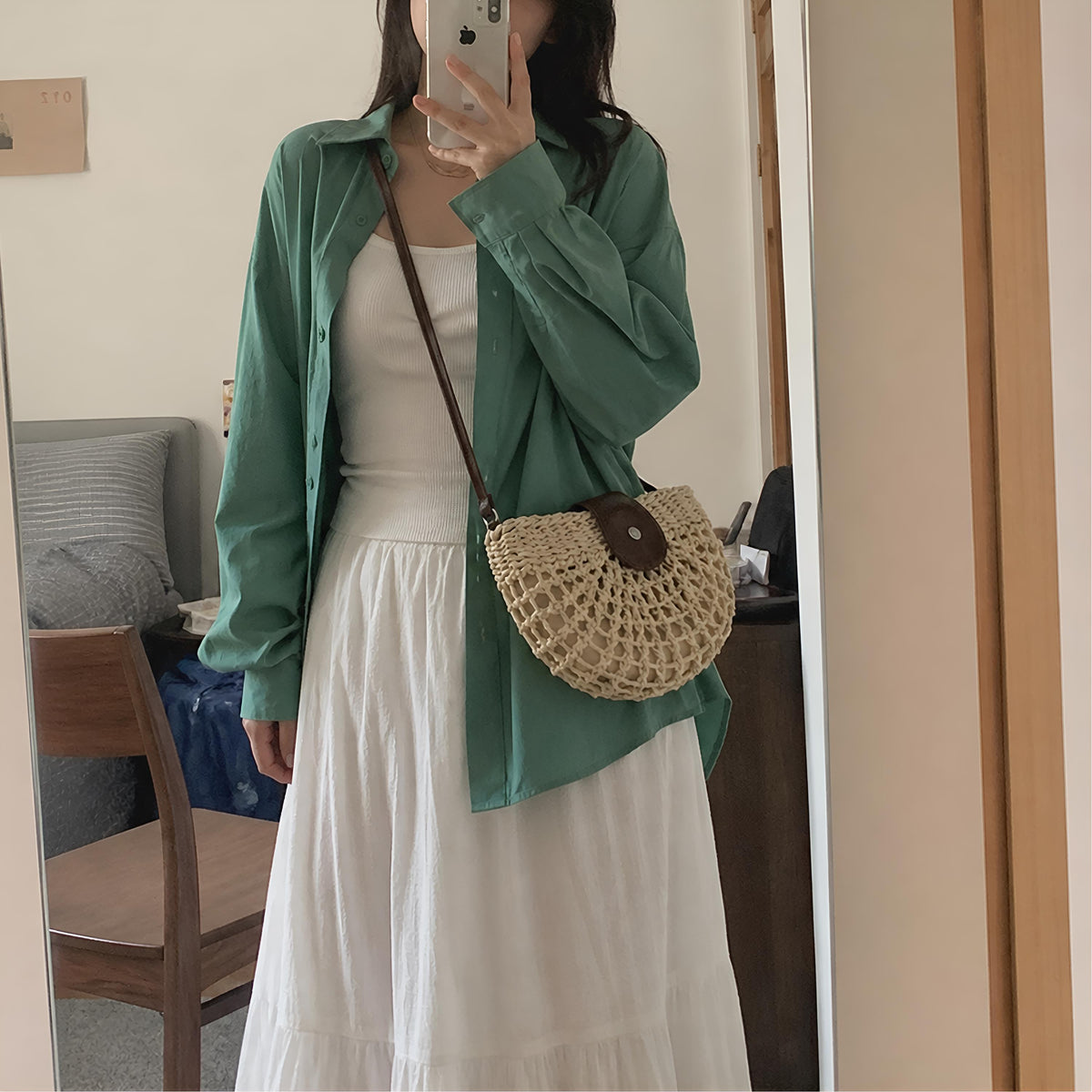 Straw Shoulder Bag, Woven Summer Crossbody Purse, Lightweight Beach Bag, Resort Style, SheSelects Atelier summer style