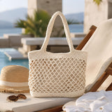 Brown Handwoven Cotton Rope Tote Bag, Soft Summer Shoulder Bag, SheSelects Atelier summer style
