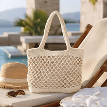 Brauner handgewebter Shopper aus Baumwollseil – weiche Schultertasche für Damen