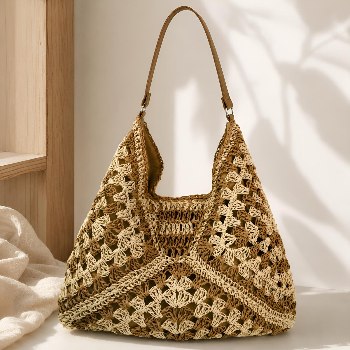 Handmade Straw Shoulder Bag, Woven Summer Hobo Bag, SheSelects Atelier summer style