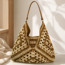 Handmade Straw Shoulder Bag for Women, Woven Summer Hobo Bag