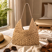 Handmade Straw Shoulder Bag for Women, Woven Summer Hobo Bag