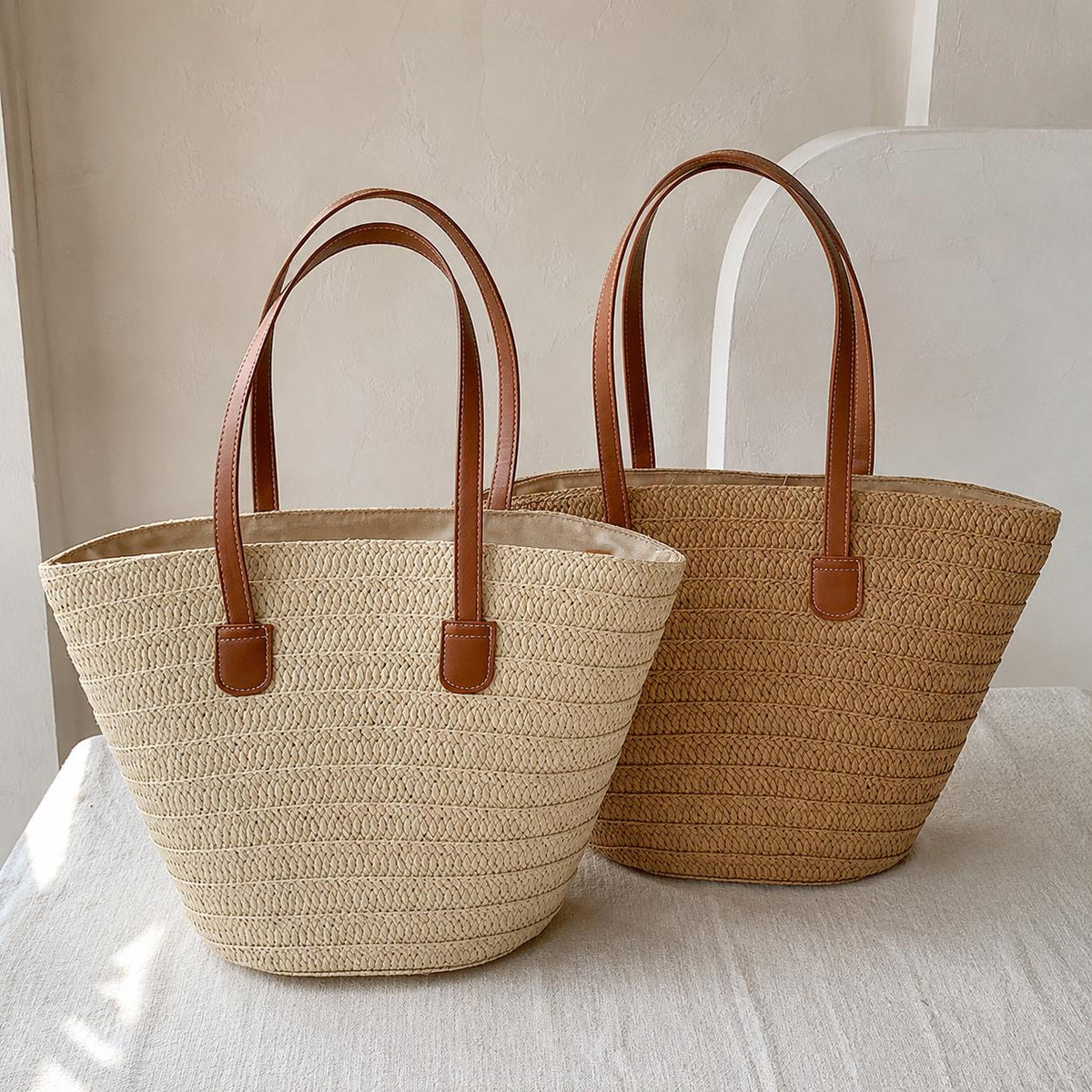 Woven Straw Shoulder Tote, Lightweight Summer Vacation Bag, SheSelects Atelier summer style