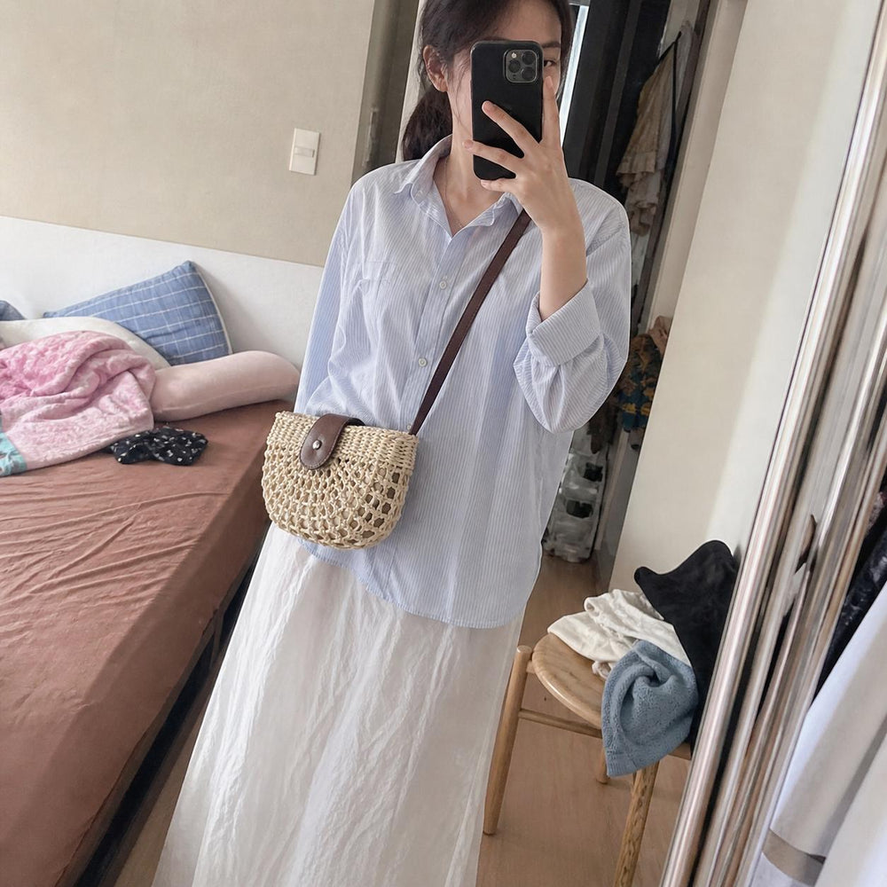 Straw Shoulder Bag for Women, Woven Summer Crossbody Purse, Lightweight Beach Bag, Resort Style