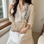 Floral Straw Shoulder Bag, Small Square Summer Handbag, SheSelects Atelier summer style