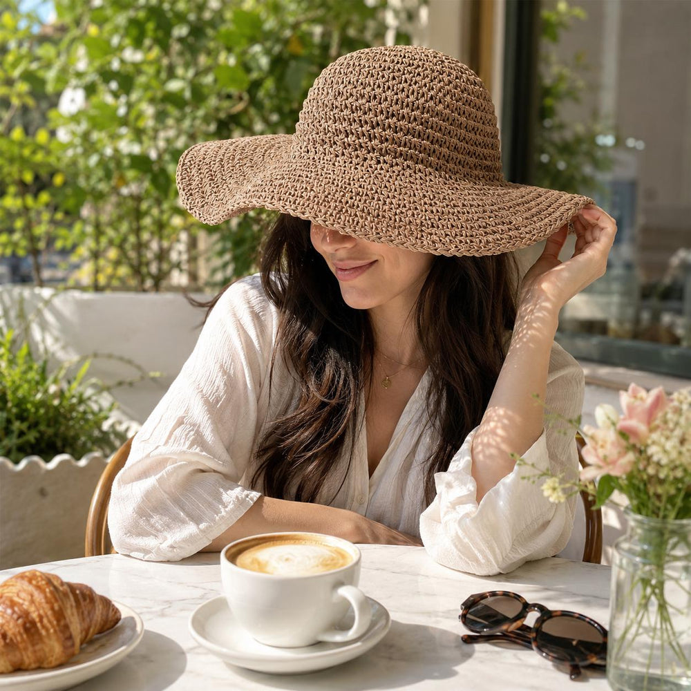 Foldable Straw Sun Hat for Women, Wide Brim Beach Vacation Hat
