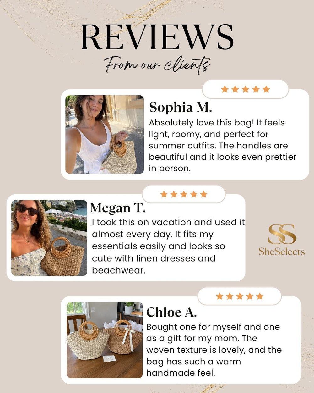 Handmade Straw Beach Bag for Women, Summer Raffia Tote Purse for Vacation