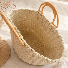 Handgemachte Stroh-Strandtasche, Sommer-Raffia-Einkaufstasche für den Urlaub