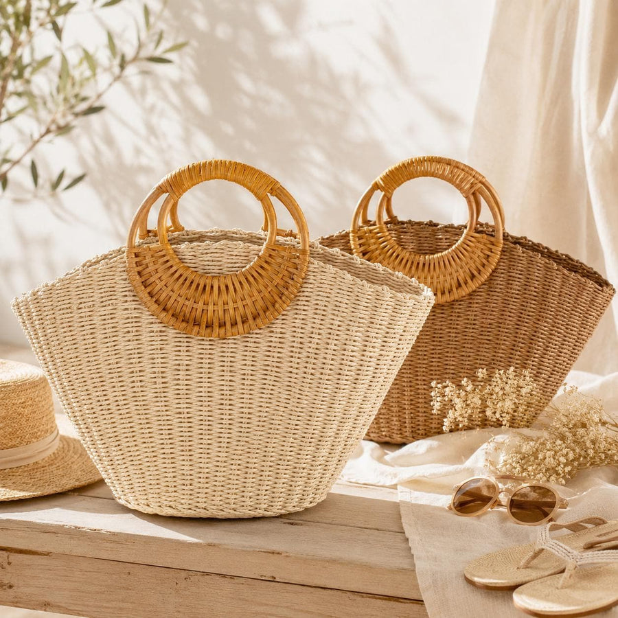 Handmade Straw Beach Bag, Summer Raffia Tote Purse for Vacation, SheSelects Atelier summer style
