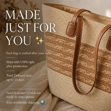 Beige Bast-Tasche, große Sommer-Strandtasche, Resort-Tasche