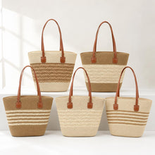Beige Bast-Tasche, große Sommer-Strandtasche, Resort-Tasche