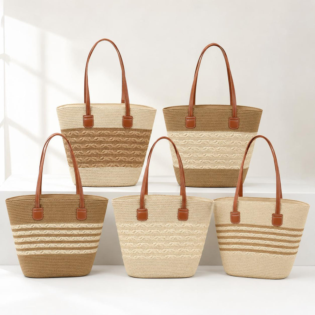 Large Beige Raffia Tote Bag for Women, Summer Beach Shoulder Bag, SheSelects Atelier summer style