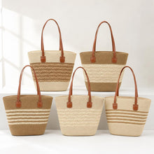 Large Beige Raffia Tote Bag for Women, Summer Beach Shoulder Bag