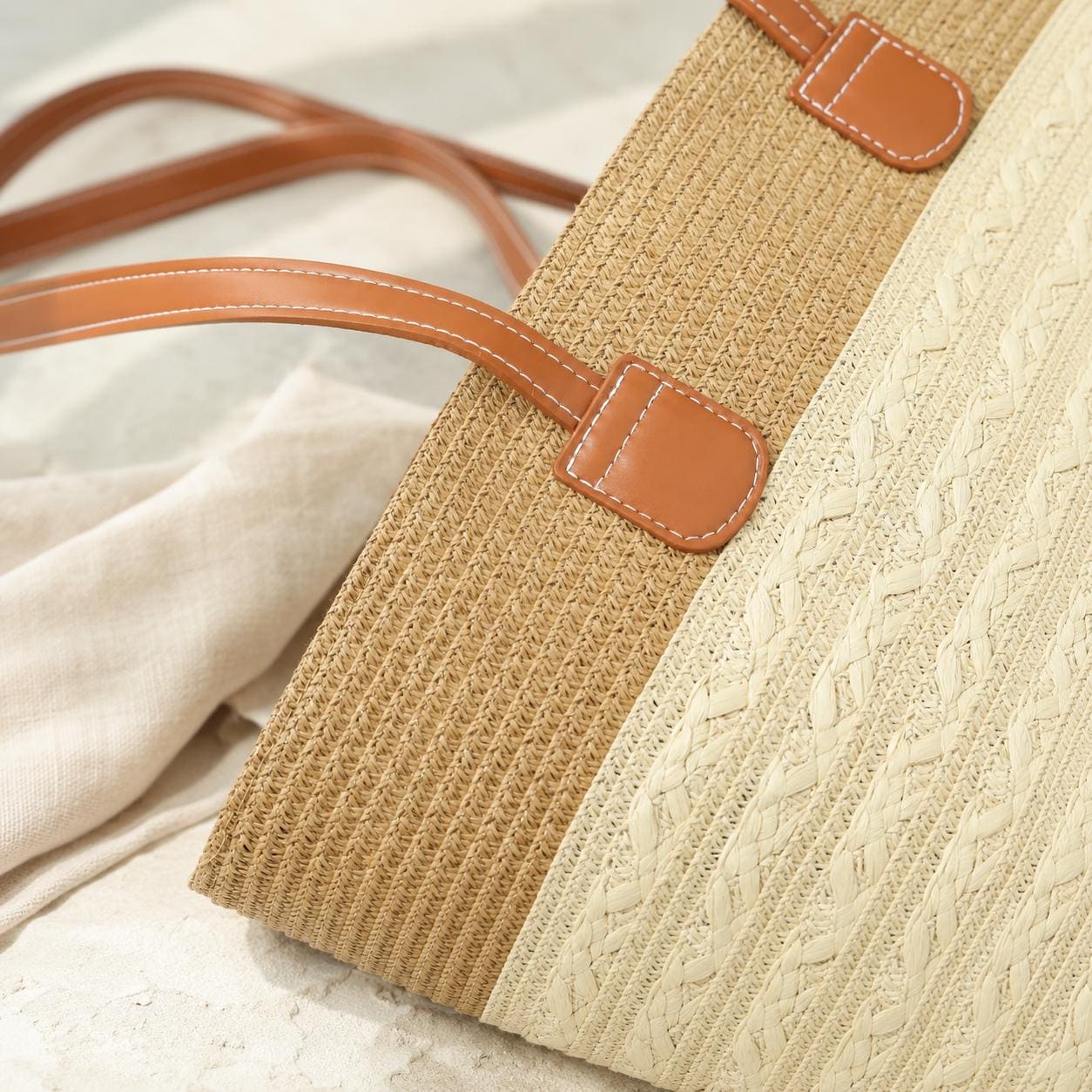 Beige Raffia Tote Bag, Large Summer Beach Shoulder Bag, Resort Tote, SheSelects Atelier summer style