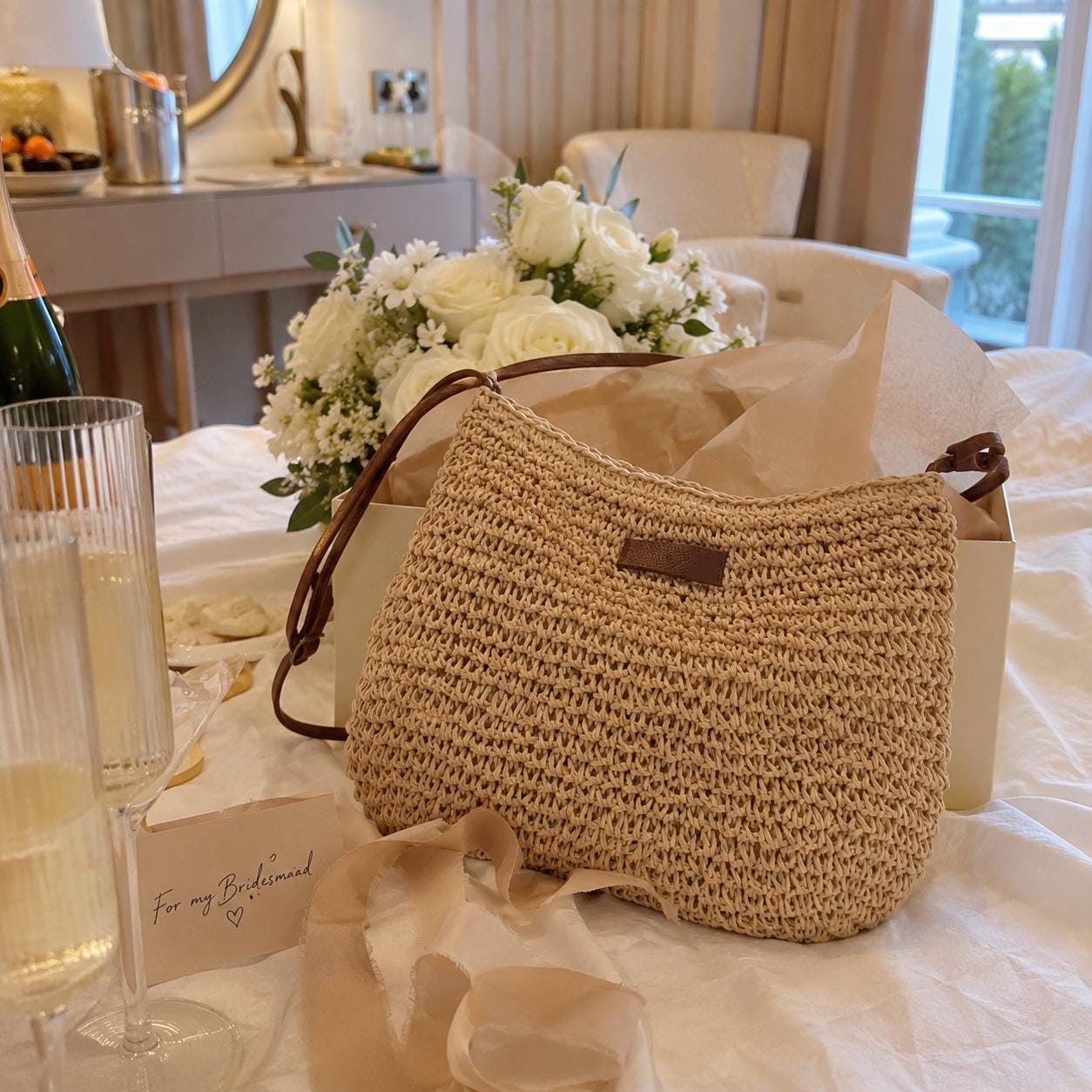 Bridesmaid Beach Bag, Straw Summer Tote for Bachelorette Trip, SheSelects Atelier summer style