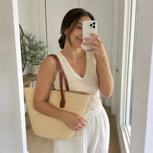 Cabas tissé en paille, Sac d'été léger pour les vacances