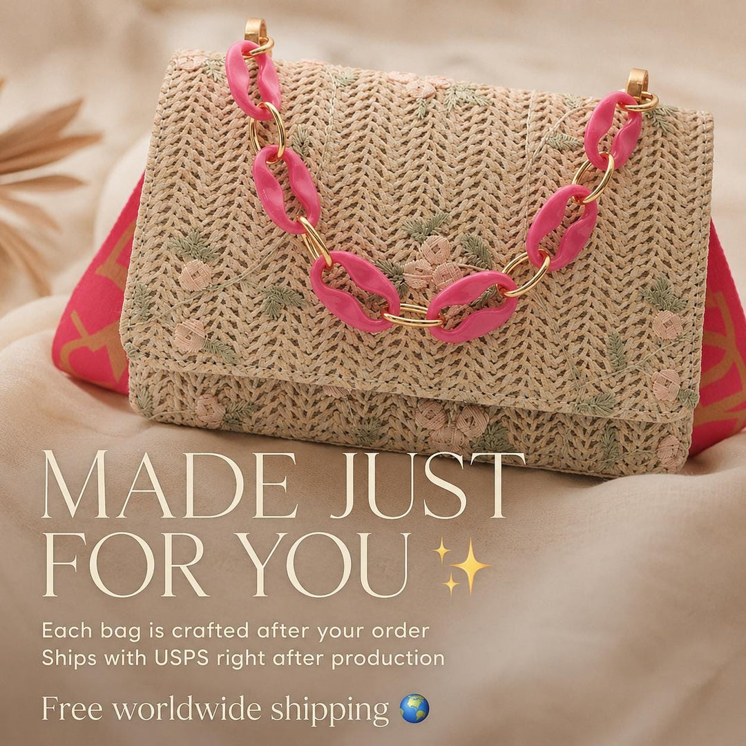 Embroidered Straw Fashion Shoulder Bag, Floral Summer Square Purse for Women, SheSelects Atelier summer style