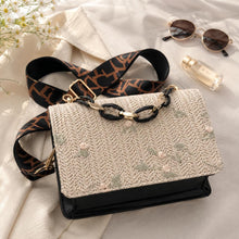 Floral Straw Shoulder Bag for Women, Small Square Summer Handbag