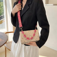 Floral Straw Shoulder Bag for Women, Small Square Summer Handbag