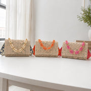 Embroidered Straw Fashion Shoulder Bag, Floral Summer Square Purse for Women, SheSelects Atelier summer style