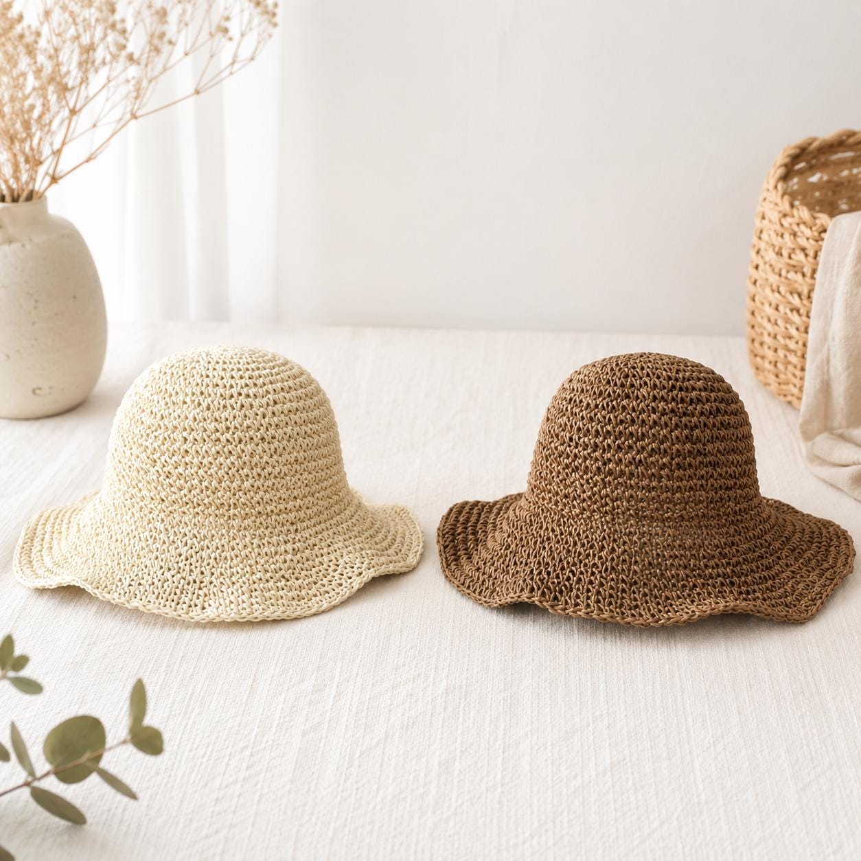Foldable Straw Sun Hat for Women, Wide Brim Beach Vacation Hat, SheSelects Atelier summer style
