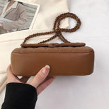 Brown Quilted Crossbody Bag, Small Vegan Leather Shoulder Purse, Resort Style, SheSelects Atelier summer style