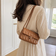 Caramel Brown Shoulder Bag, Quilted PU Leather Crossbody Purse for Everyday, SheSelects Atelier summer style