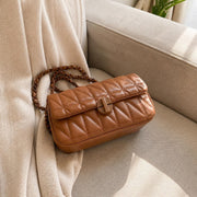 Brown Quilted Crossbody Bag, Small Vegan Leather Shoulder Purse, Resort Style, SheSelects Atelier summer style