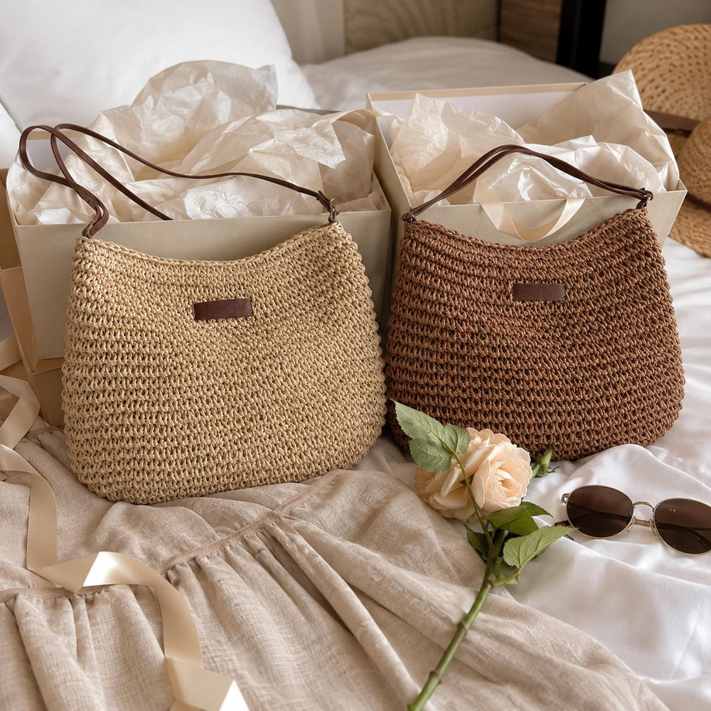 Bridesmaid Beach Bundle, Straw Hat and Bag Gift Set for Women