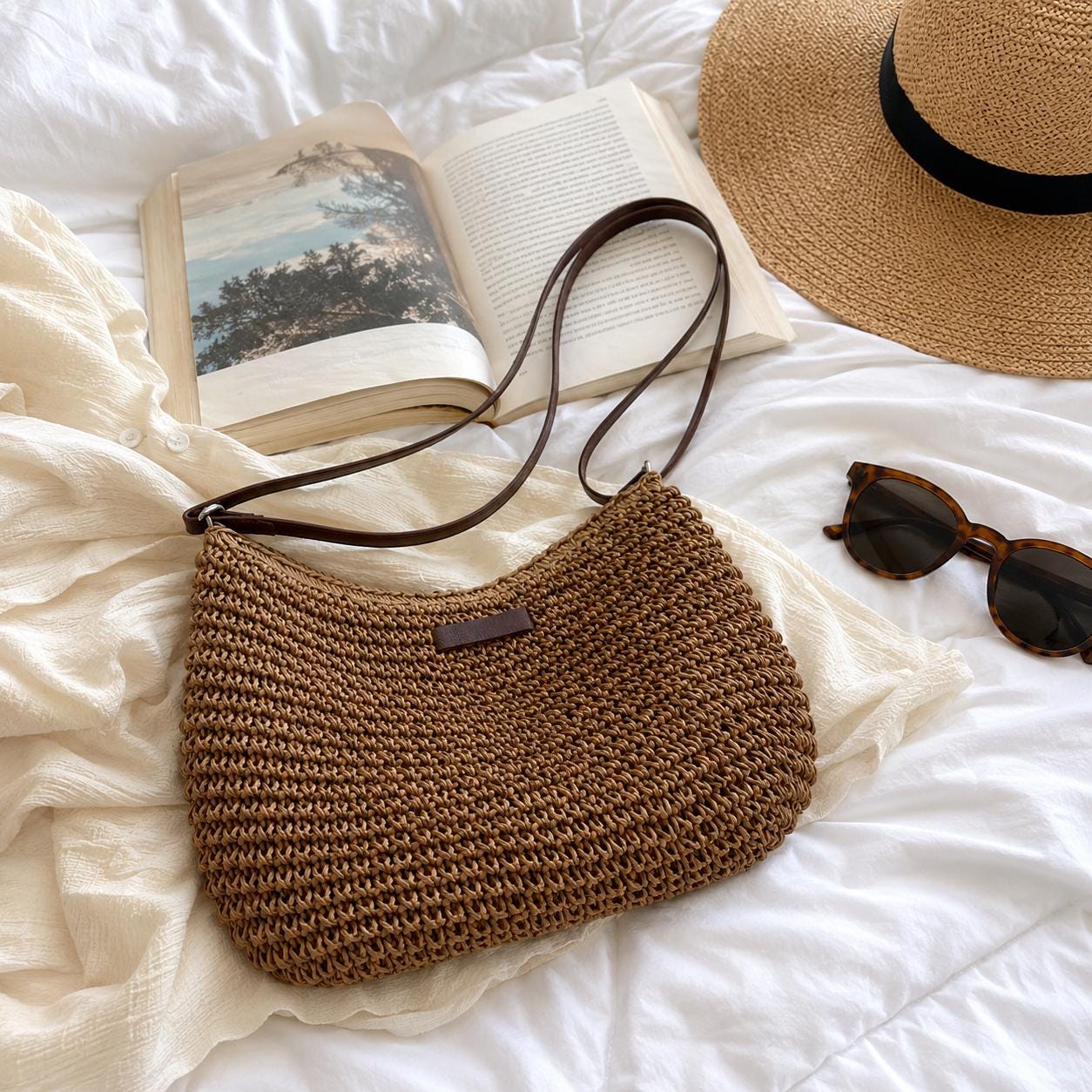 Bridesmaid Beach Bag, Straw Summer Tote for Bachelorette Trip, SheSelects Atelier summer style