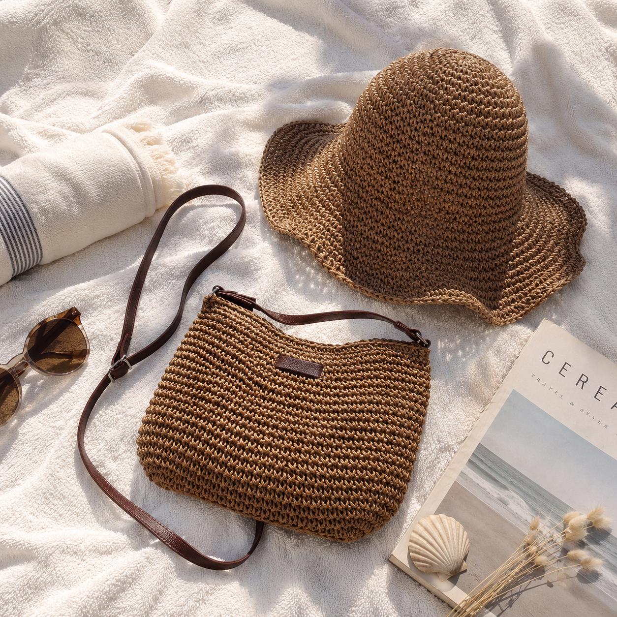 Bridesmaid Beach Bag, Straw Summer Tote for Bachelorette Trip, SheSelects Atelier summer style