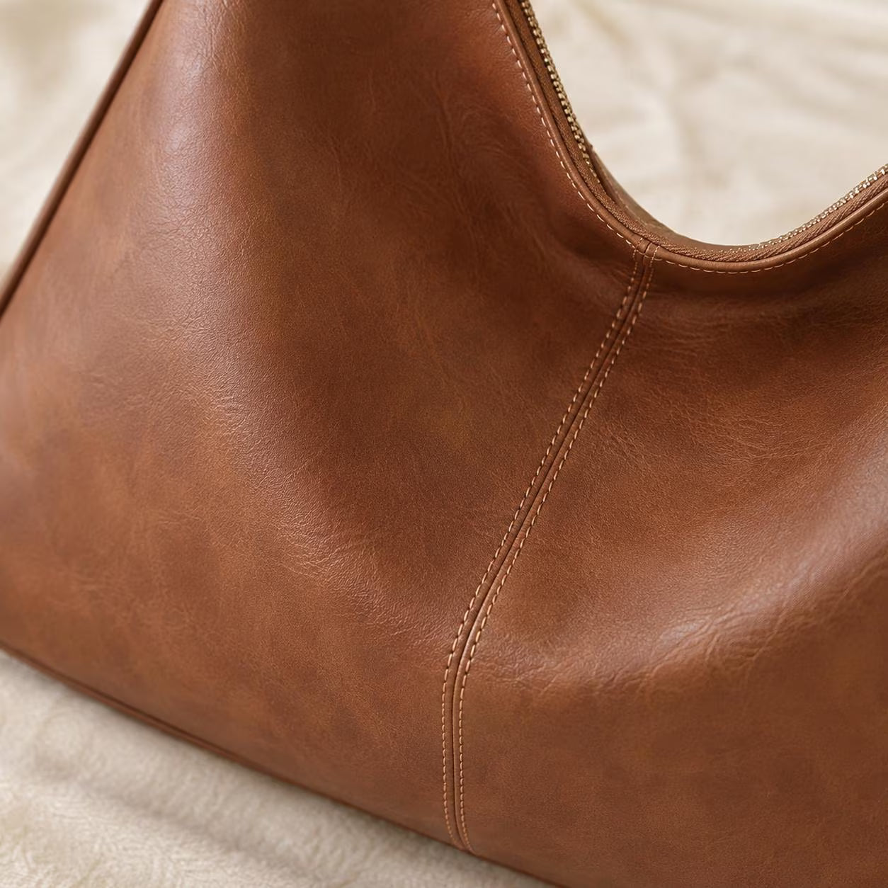 Black Soft Vegan Leather Hobo Bag, Slouchy Adjustable Shoulder Purse, Fits 13-Inch Laptop