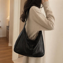 Black Soft Vegan Leather Hobo Bag, Slouchy Adjustable Shoulder Purse, Fits 13-Inch Laptop