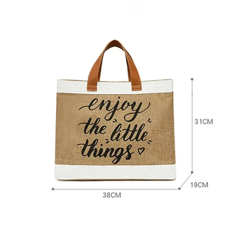 Jute Tote Bag for Women, Woven Summer Beach and Vacation Purse, styled as a SheSelects summer accessory