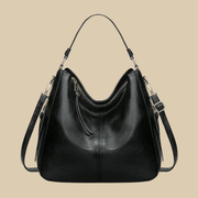Vegan Leather Handbag for Women, Everyday City Purse in Black, styled as a SheSelects summer accessory