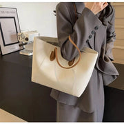 Vegan Leather Tote Bag for Women, Soft Everyday Shoulder Purse in Coffee, styled as a SheSelects summer accessory