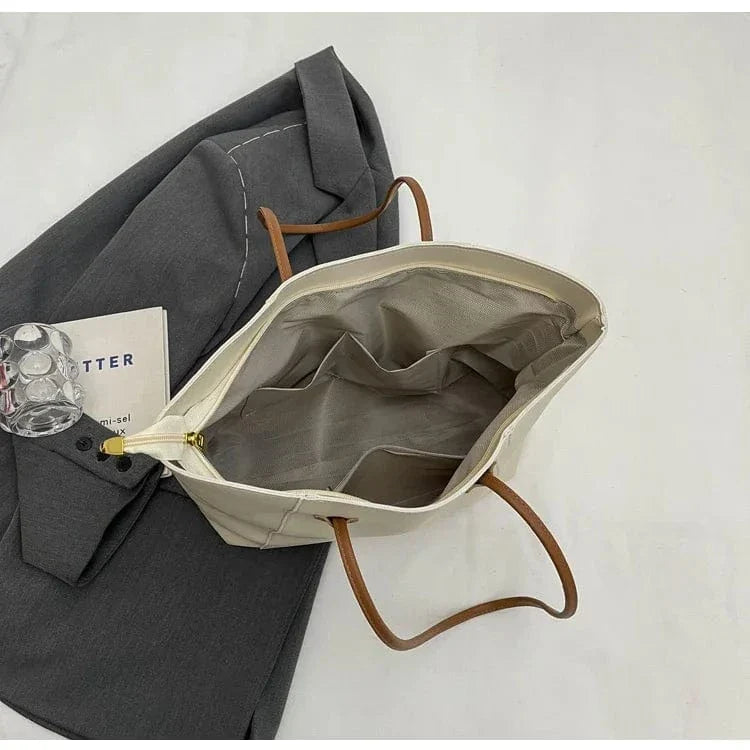 Vegan Leather Tote Bag for Women, Soft Everyday Shoulder Purse in Coffee, styled as a SheSelects summer accessory
