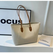 Vegan Leather Tote Bag for Women, Soft Everyday Shoulder Purse in Coffee, styled as a SheSelects summer accessory