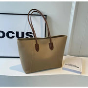 Vegan Leather Tote Bag for Women, Soft Everyday Shoulder Purse in Coffee, styled as a SheSelects summer accessory