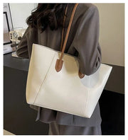 Vegan Leather Tote Bag for Women, Soft Everyday Shoulder Purse in Coffee, styled as a SheSelects summer accessory