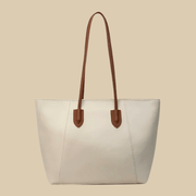 Vegan Leather Tote Bag for Women, Soft Everyday Shoulder Purse in Coffee, styled as a SheSelects summer accessory