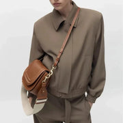 Small Vegan Leather Handbag for Women, Everyday City Purse in Black, styled as a SheSelects summer accessory