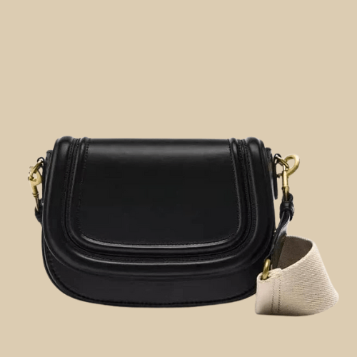 Small Vegan Leather Handbag for Women, Everyday City Purse in Black, styled as a SheSelects summer accessory