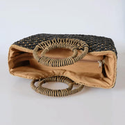 Straw Summer Bag for Women, Natural Summer Vacation Purse in Black, styled as a SheSelects summer accessory
