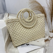 Straw Summer Bag for Women, Natural Summer Vacation Purse in Black, styled as a SheSelects summer accessory