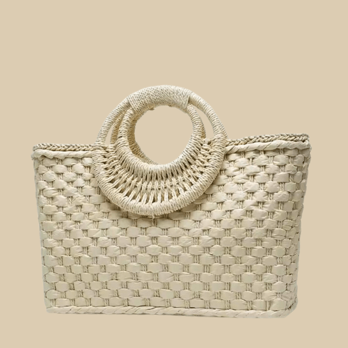 Straw Summer Bag for Women, Natural Summer Vacation Purse in Black, styled as a SheSelects summer accessory
