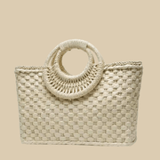 Straw Summer Bag for Women, Natural Summer Vacation Purse in Black, styled as a SheSelects summer accessory