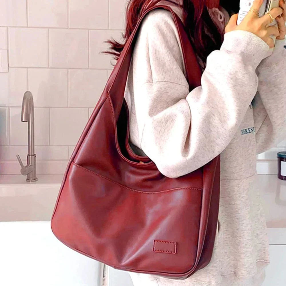 Large Vegan Leather Handbag for Women, Everyday City Purse