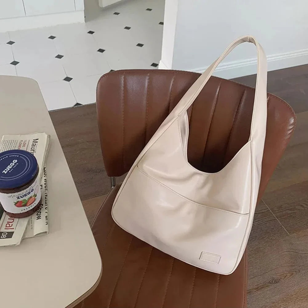 Large Vegan Leather Handbag for Women, Everyday City Purse in Coffee, styled as a SheSelects summer accessory